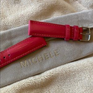 Michele Pink Leather Watch Band